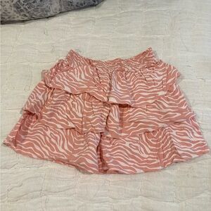 Pink Zebra Ruffle Skirt Size Large EUC
